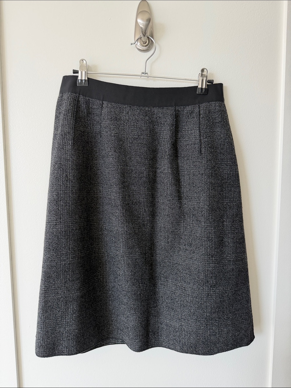 Classic Gray Tweed A-Line Skirt
